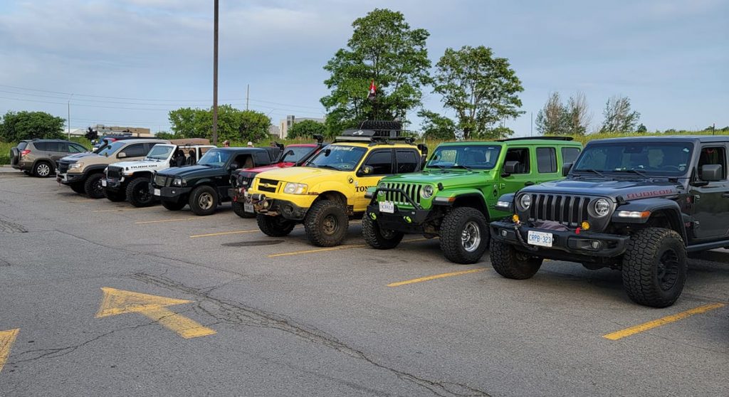 A line up of various 4x4 vehicles.